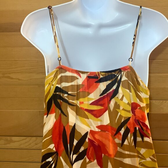 Billabong Maxi Dress Lg. Fall Colors Sleeveless Spaghetti Strap Slit on Side. - Picture 7 of 9